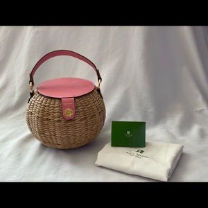 Kate Spade round basket handbag with pink leather.  New without tags.